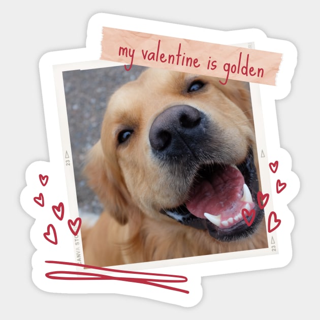 My Valentine Is Golden Retriever Valentines Day Pet Dog Sticker by yassinebd